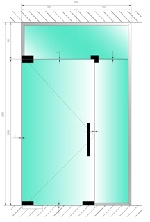Стеклянная маятниковая дверь Тип 8